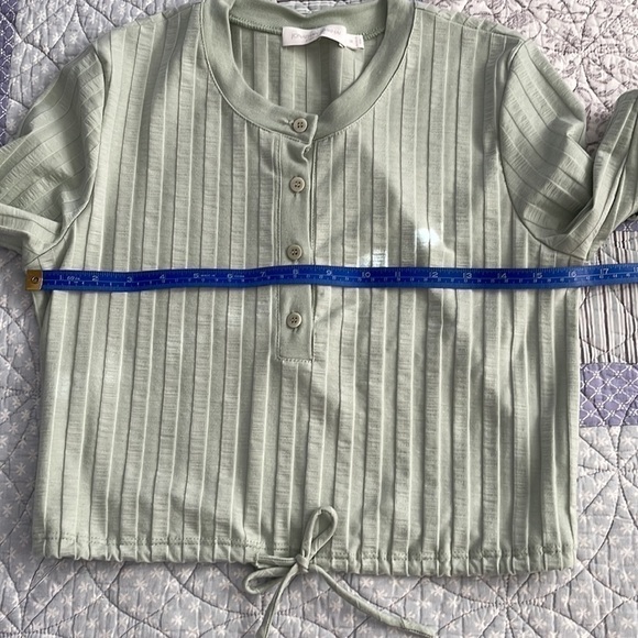 Jonathan Simkhai Mint Green Button Down Crop Top Size M - Picture 12 of 14